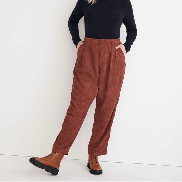 Madewell Pants - Madewell Corduroy High-Rise Tapered Pants Dusty Redwood Sz 2